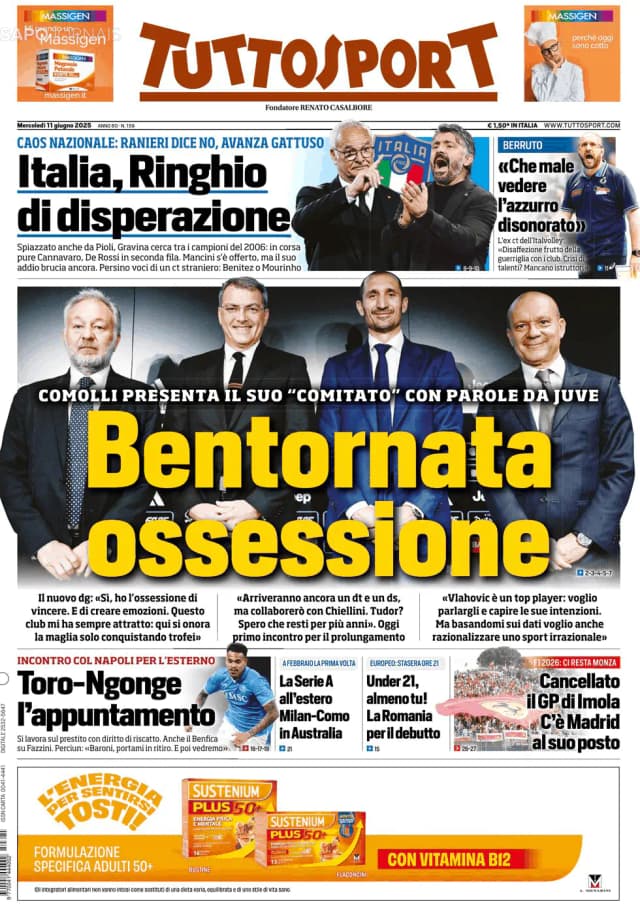 Capa jornal Tuttosport 2025-06-11