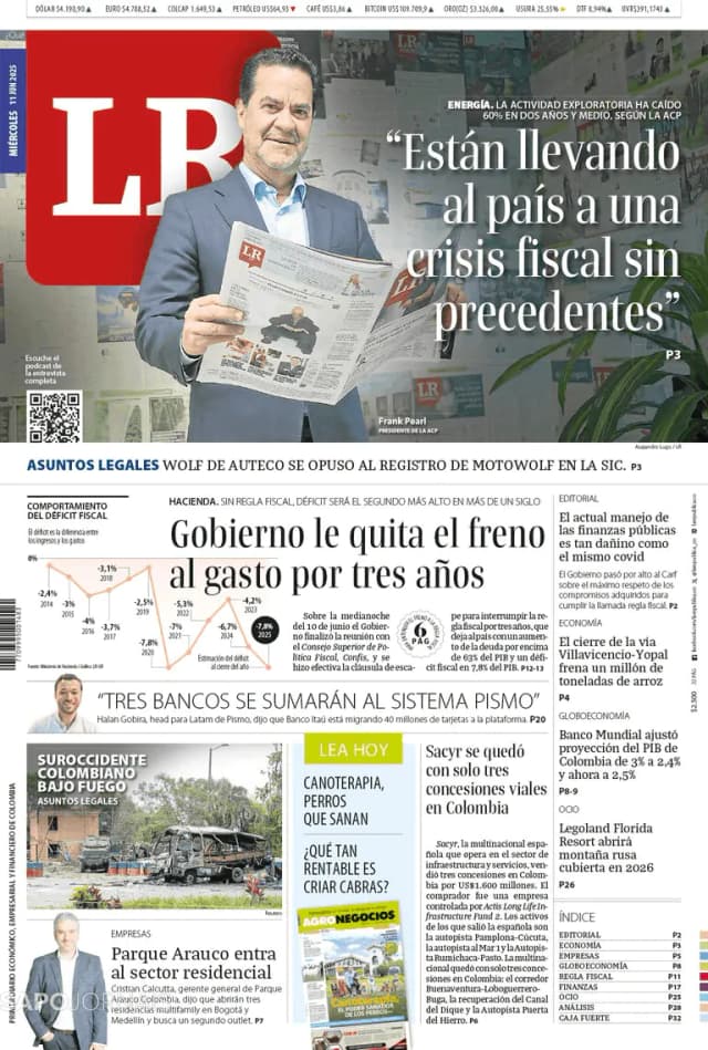 Capa jornal La Republica 2025-06-11