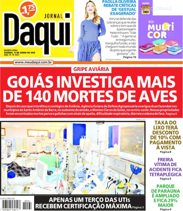 Capa jornal Daqui - O Popular 2025-06-11