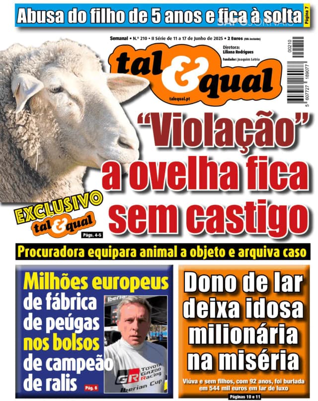 Capa jornal Tal & Qual 2025-06-12