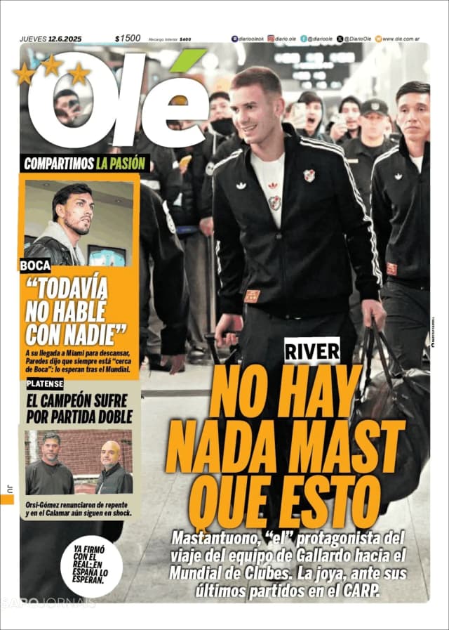 Capa jornal Olé 2025-06-12