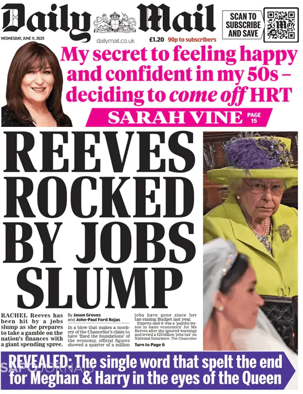 Capa jornal Daily Mail 2025-06-11