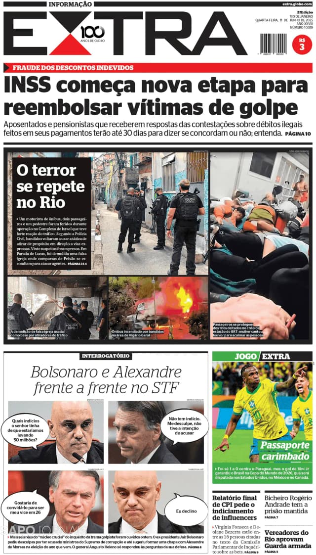Capa jornal Extra 2025-06-11