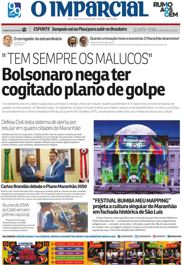 Capa jornal O Imparcial 2025-06-11