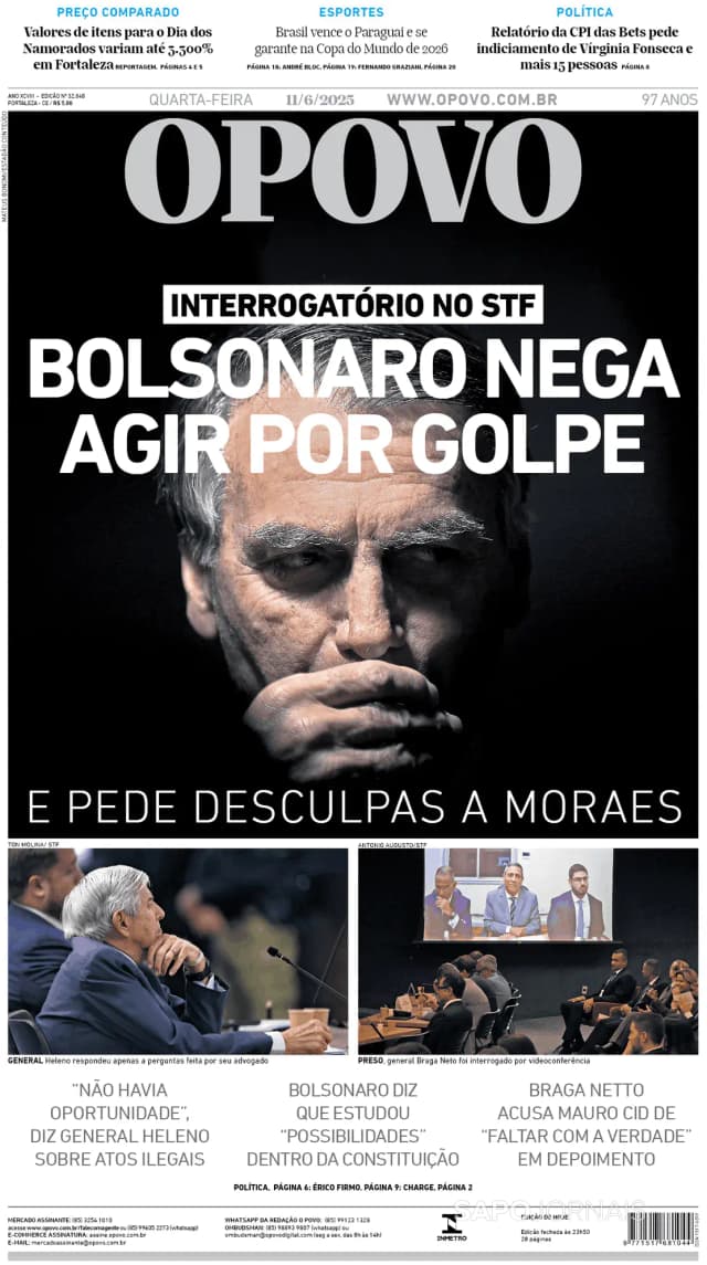 Capa jornal O Povo 2025-06-11