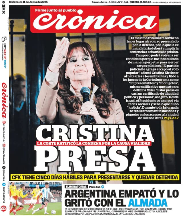 Capa jornal Crónica 2025-06-11