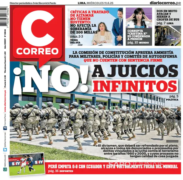 Capa jornal Diario Correo 2025-06-11