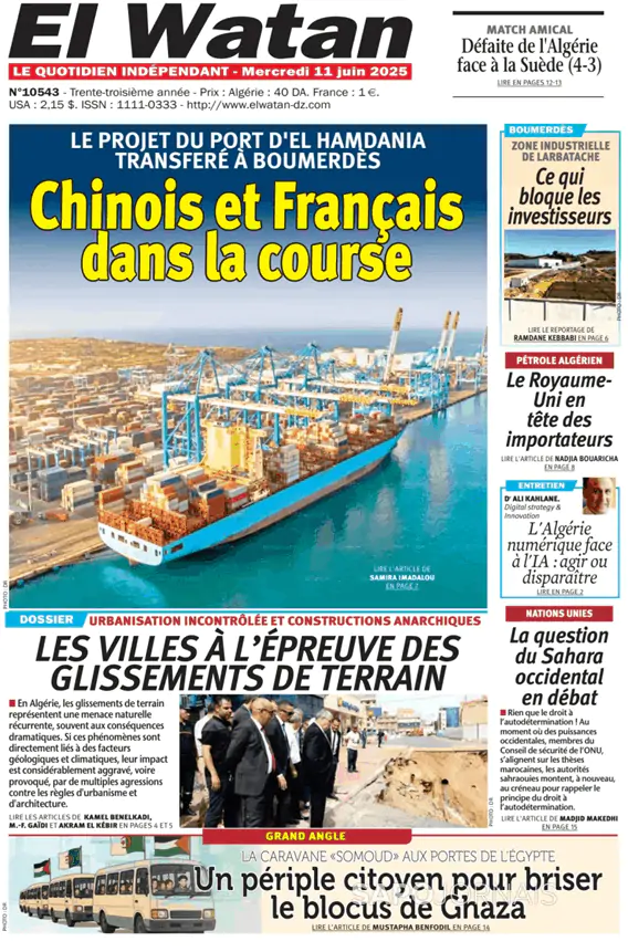 Capa jornal El Watan 2025-06-11