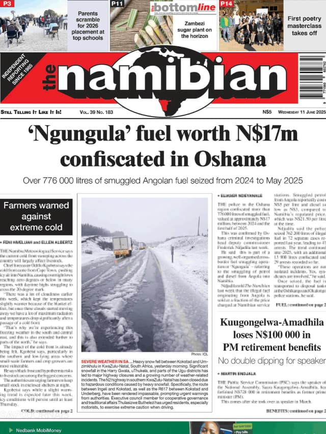 Capa jornal The Namibian 2025-06-11