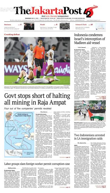 Capa jornal The Jakarta Post 2025-06-11
