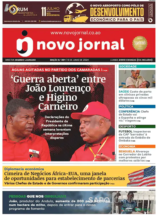 Capa jornal Novo Jornal 2025-06-13