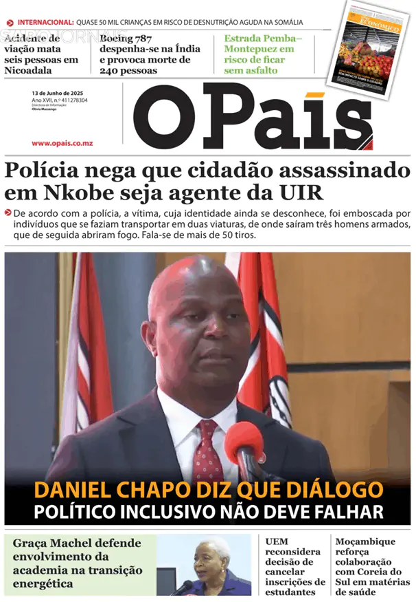 Capa jornal O País 2025-06-13