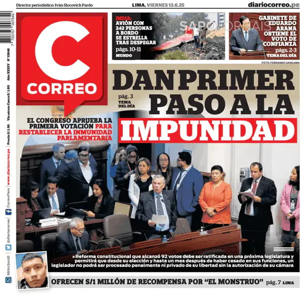 Capa jornal Diario Correo 2025-06-13