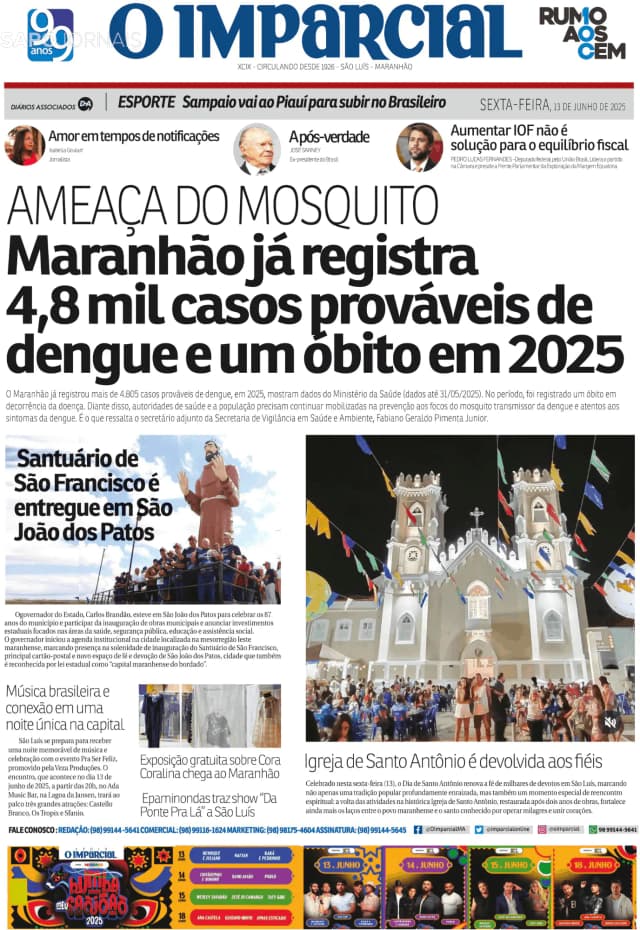 Capa jornal O Imparcial 2025-06-13