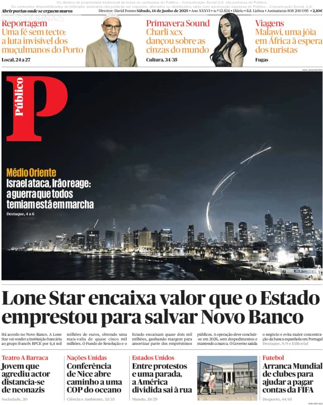 Capa jornal Público 2025-06-14