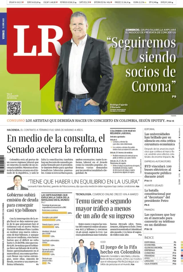 Capa jornal La Republica 2025-06-13