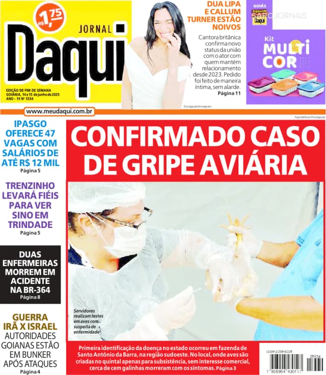 Capa jornal Daqui - O Popular 2025-06-14