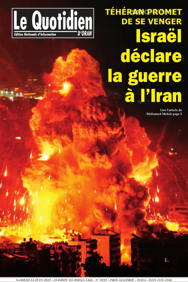 Capa jornal Le Quotidien D’Oran 2025-06-14