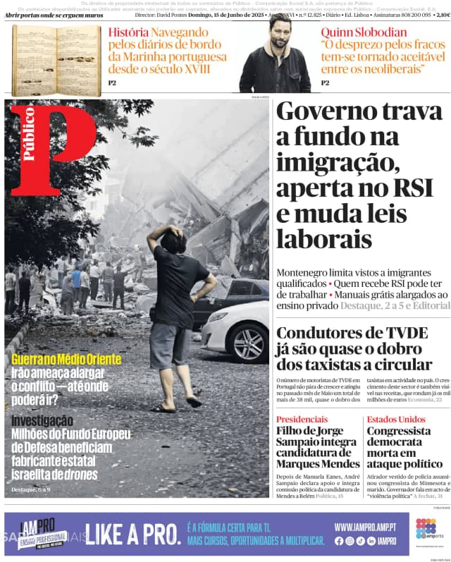 Capa jornal Público 2025-06-15