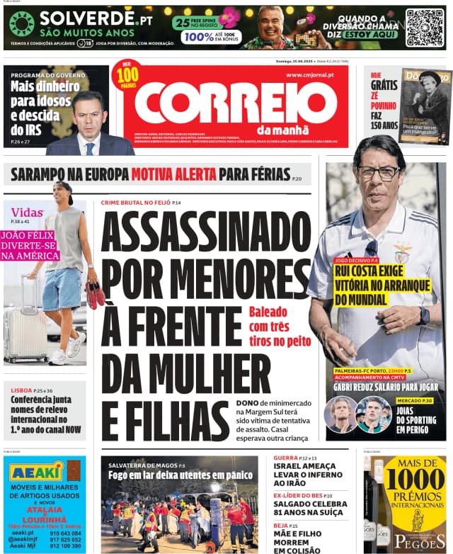 Capa jornal Correio da Manhã 2025-06-15