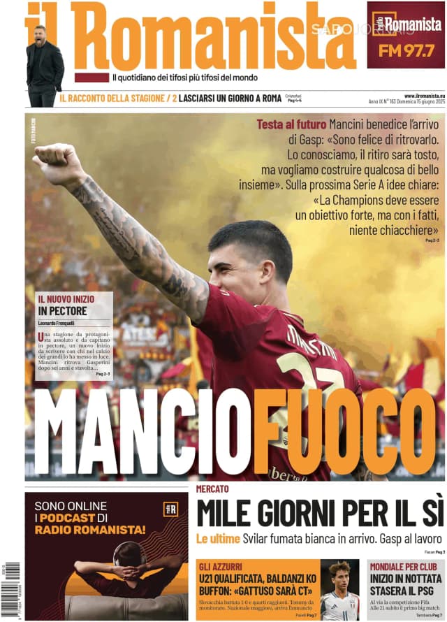 Capa jornal Il Romanista 2025-06-15