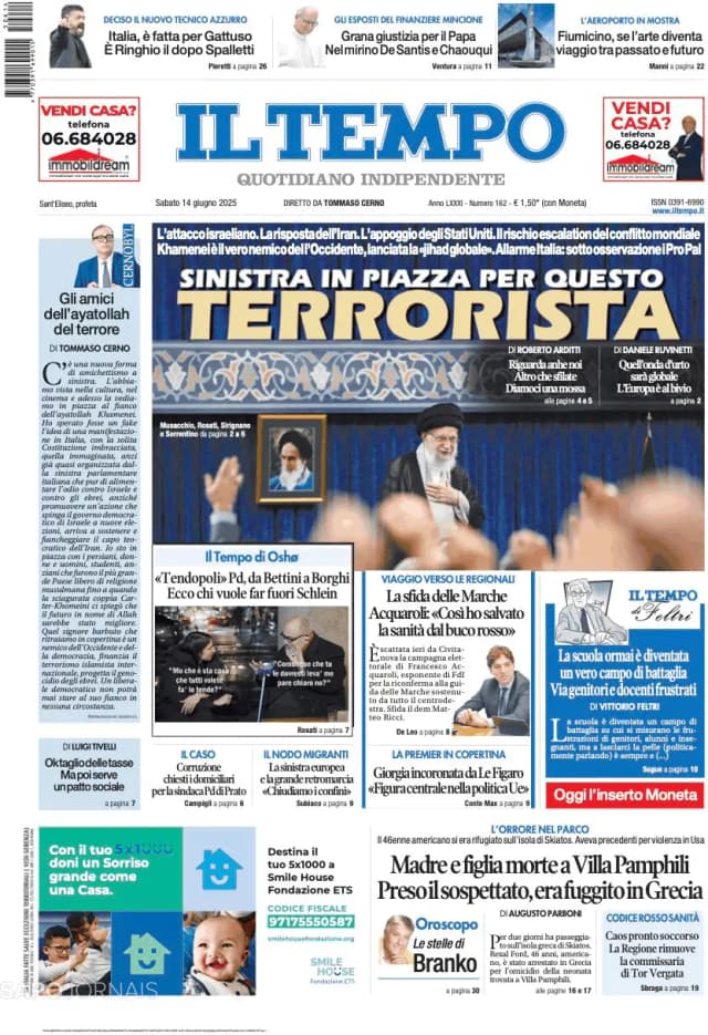 Capa jornal Il Tempo 2025-06-14