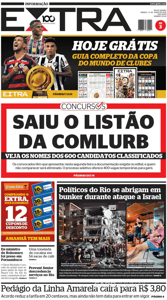 Capa jornal Extra 2025-06-14