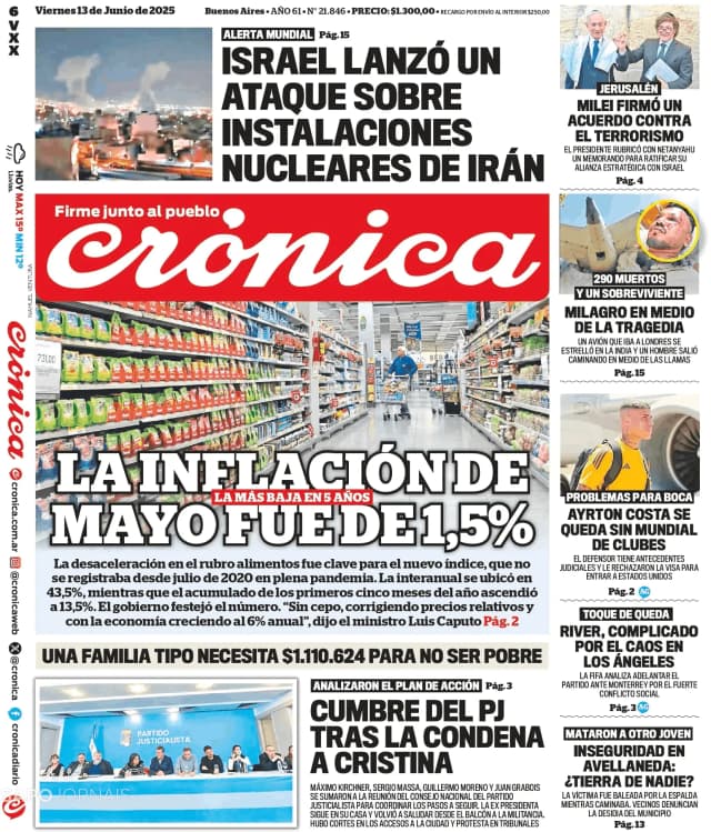 Capa jornal Crónica 2025-06-14
