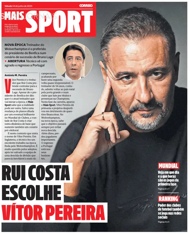 Capa jornal Mais Sport-CM 2025-06-14
