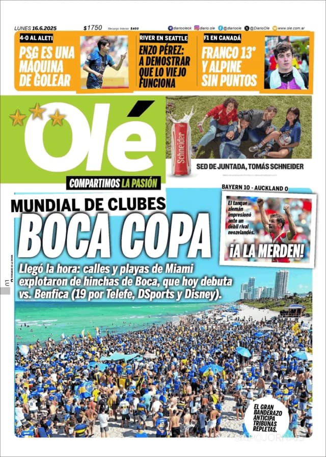 Capa jornal Olé 2025-06-16