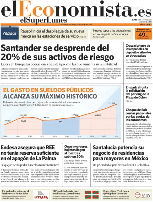 Capa jornal El Economista 2025-06-16
