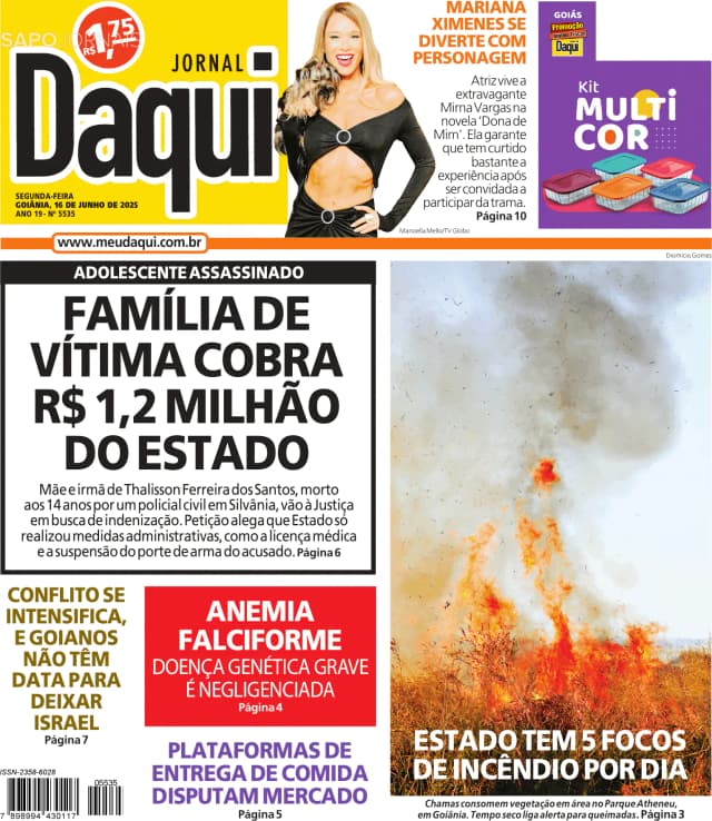 Capa jornal Daqui - O Popular 2025-06-16