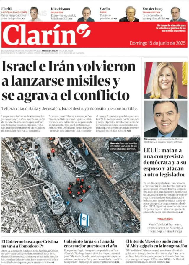 Capa jornal Clarín 2025-06-15