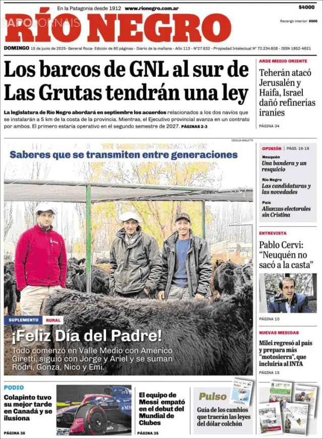 Capa jornal Rio Negro 2025-06-15