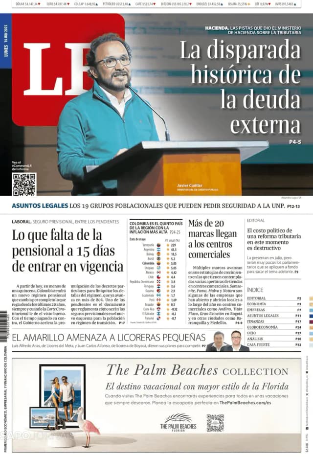 Capa jornal La Republica 2025-06-16