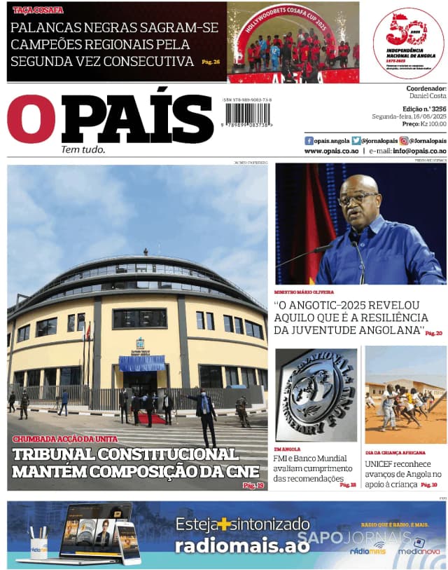Capa jornal O País 2025-06-16