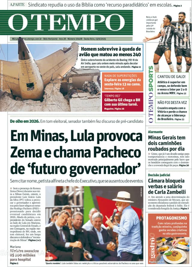 Capa jornal O Tempo 2025-06-16