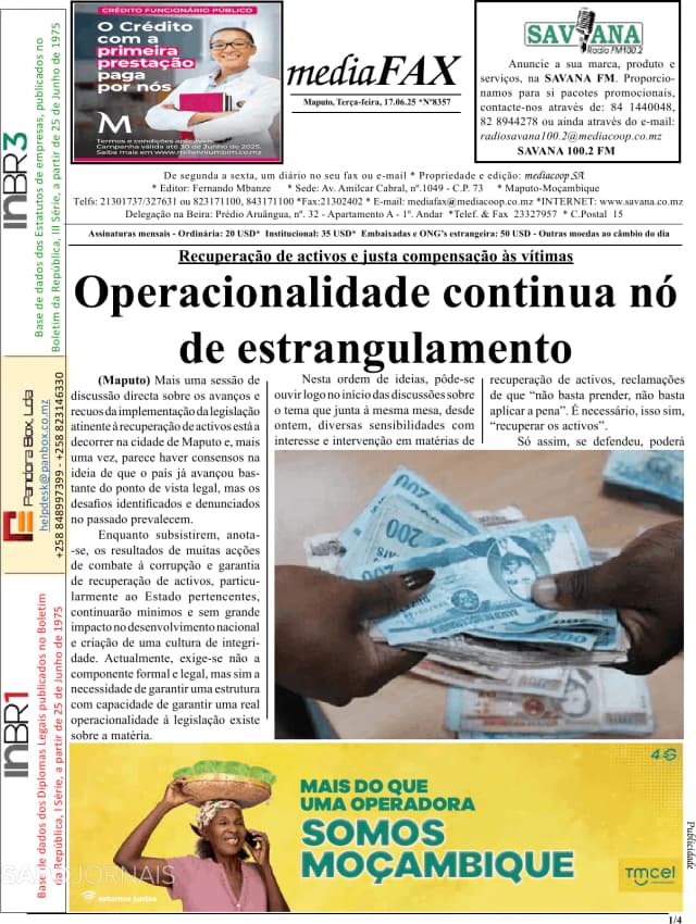 Capa jornal Mediafax 2025-06-17