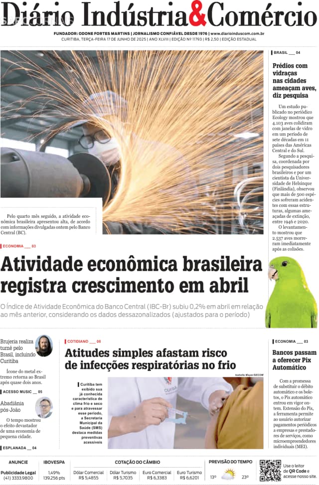 Capa jornal Diário Indústria & Comércio 2025-06-17