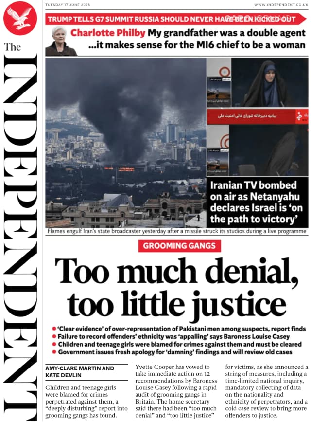 Capa jornal The Independent 2025-06-17