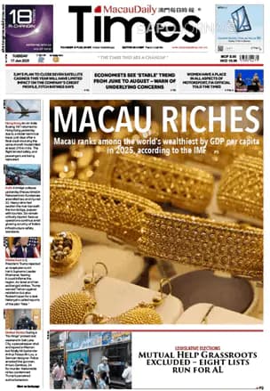 Capa jornal Macau Daily Times 2025-06-17