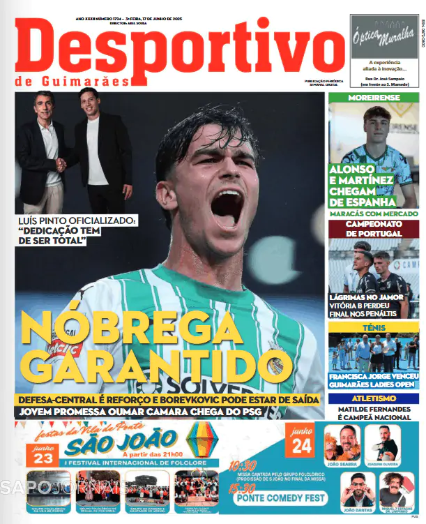 Capa jornal Desportivo de Guimarães 2025-06-17