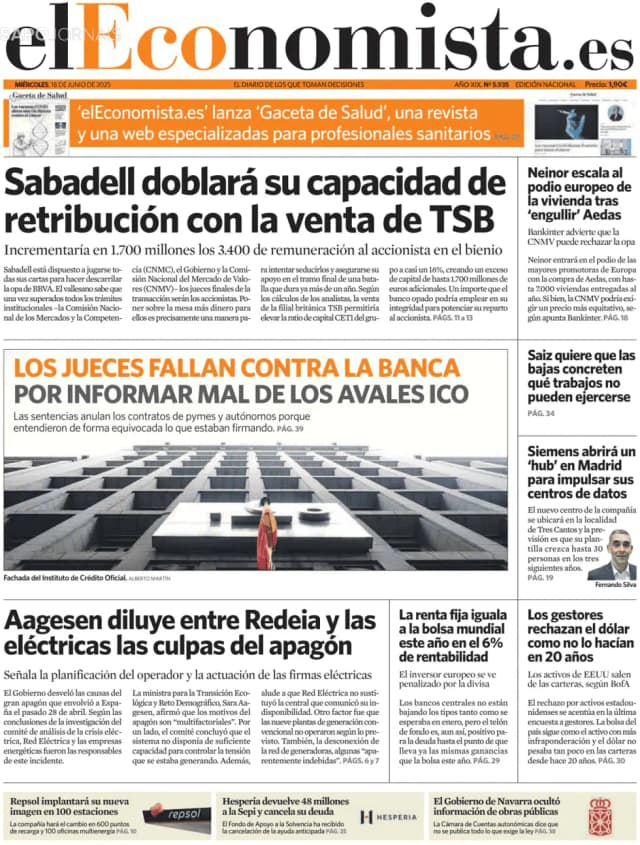 Capa jornal El Economista 2025-06-18