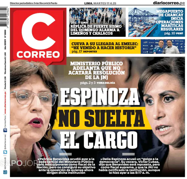 Capa jornal Diario Correo 2025-06-17