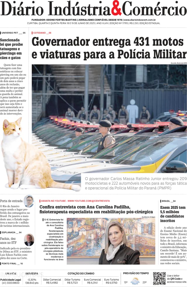 Capa jornal Diário Indústria & Comércio 2025-06-18