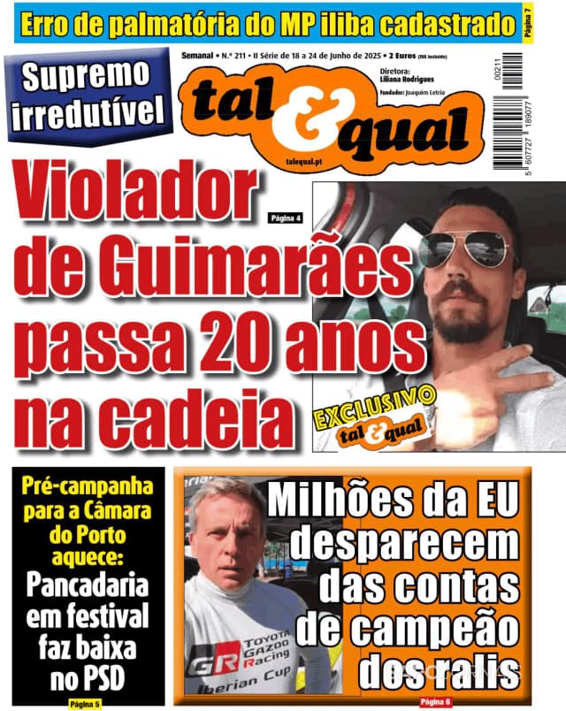 Capa jornal Tal & Qual 2025-06-18