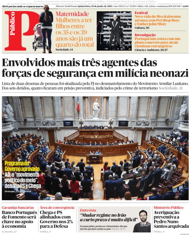Capa jornal Público 2025-06-19