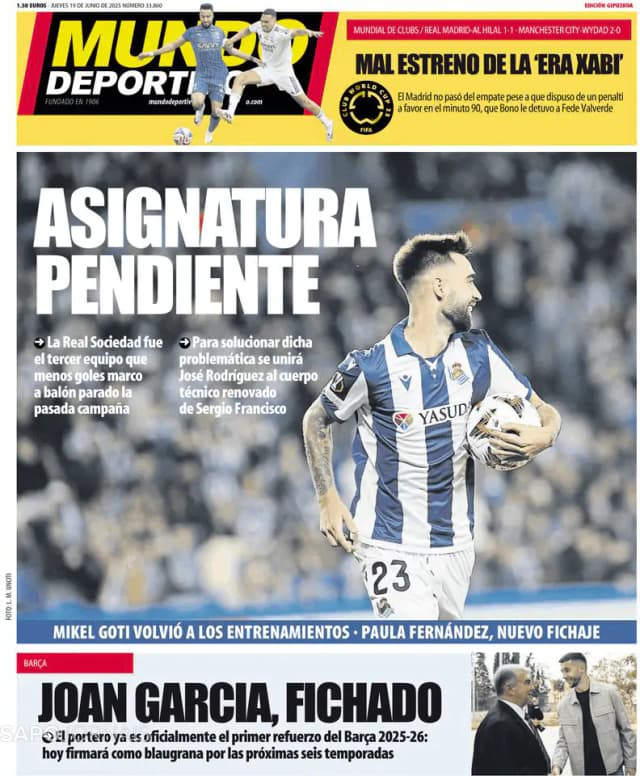Capa jornal Mundo Deportivo (Gipuzkoa) 2025-06-19