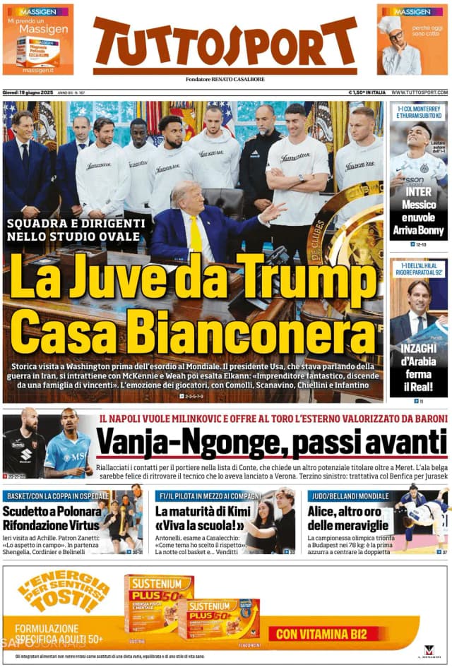 Capa jornal Tuttosport 2025-06-19