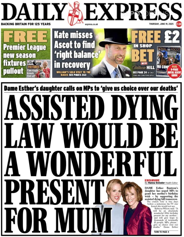 Capa jornal Daily Express 2025-06-19